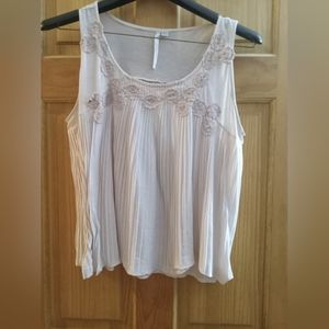 Pink pleated vintage look tank